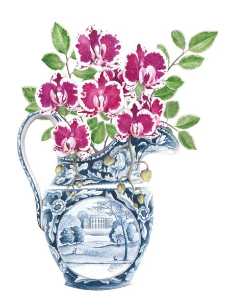 Orchids in jug - Watercolour painting