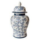 BLU549 EXTRA LARGE BLUE FLOWER GINGER JAR 52X25CM