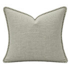 Lino sage with olive pinstripe cushion cover